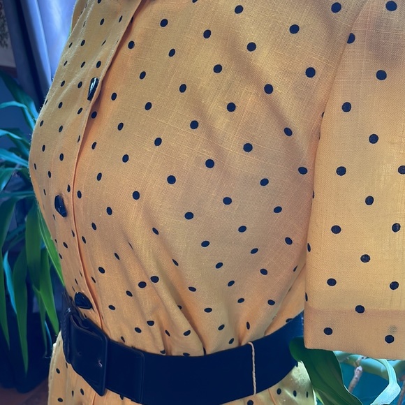 Vintage Damon II yellow dress with black polka dots - Picture 12 of 13